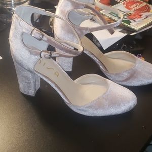 used twice, size 10, light pink  velvet heels